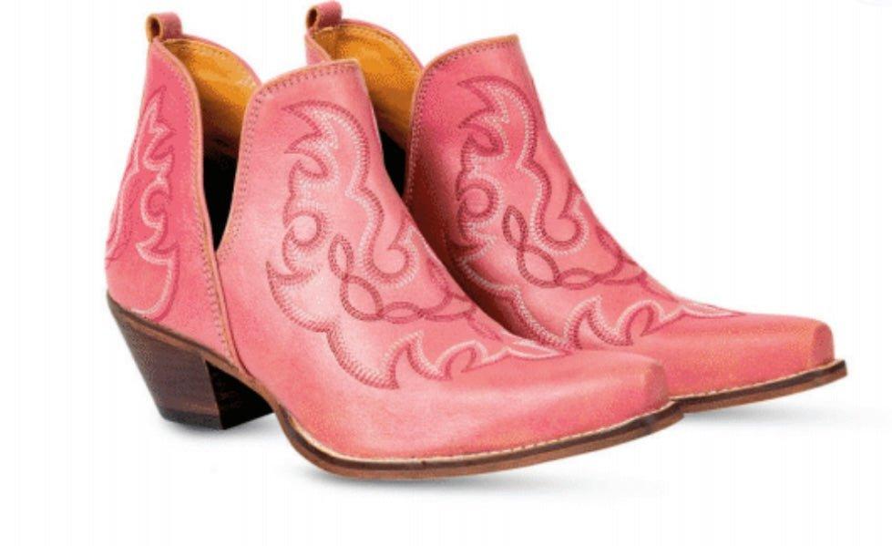 Myra Pink Maisie Leather Stitched Booties Product Image