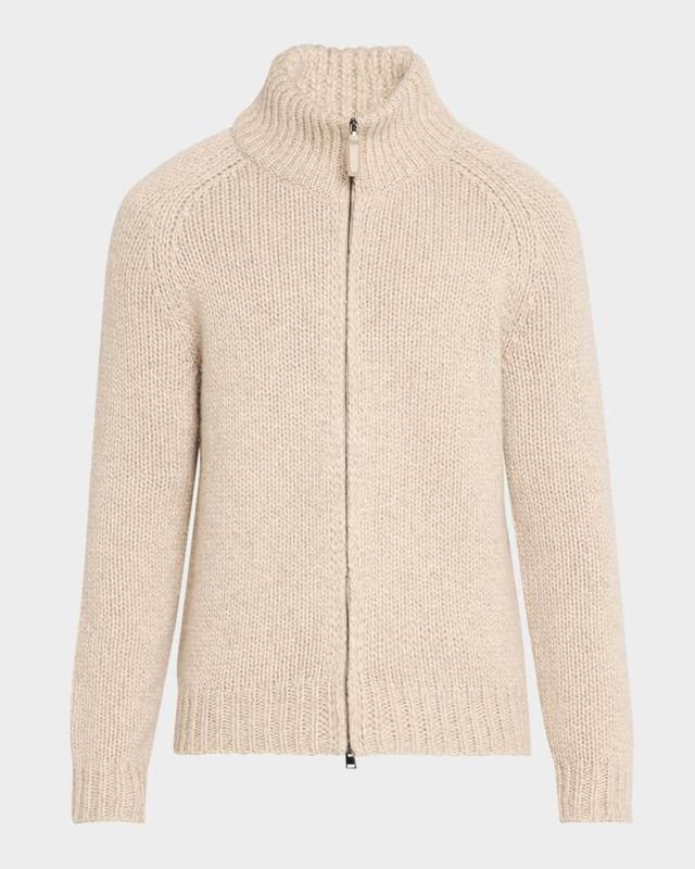 Mens Cashmere Mouline Zip Sweater Product Image