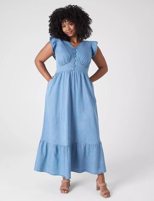 Flutter-Sleeve Button-Front Maxi Dress Product Image