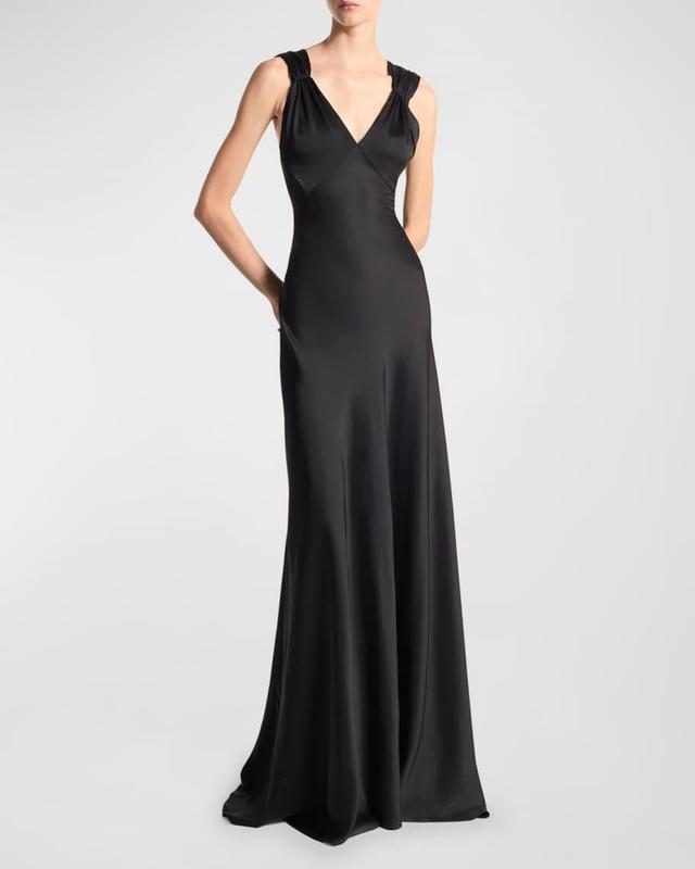 Bias-Cut Satin Charmeuse Gown Product Image