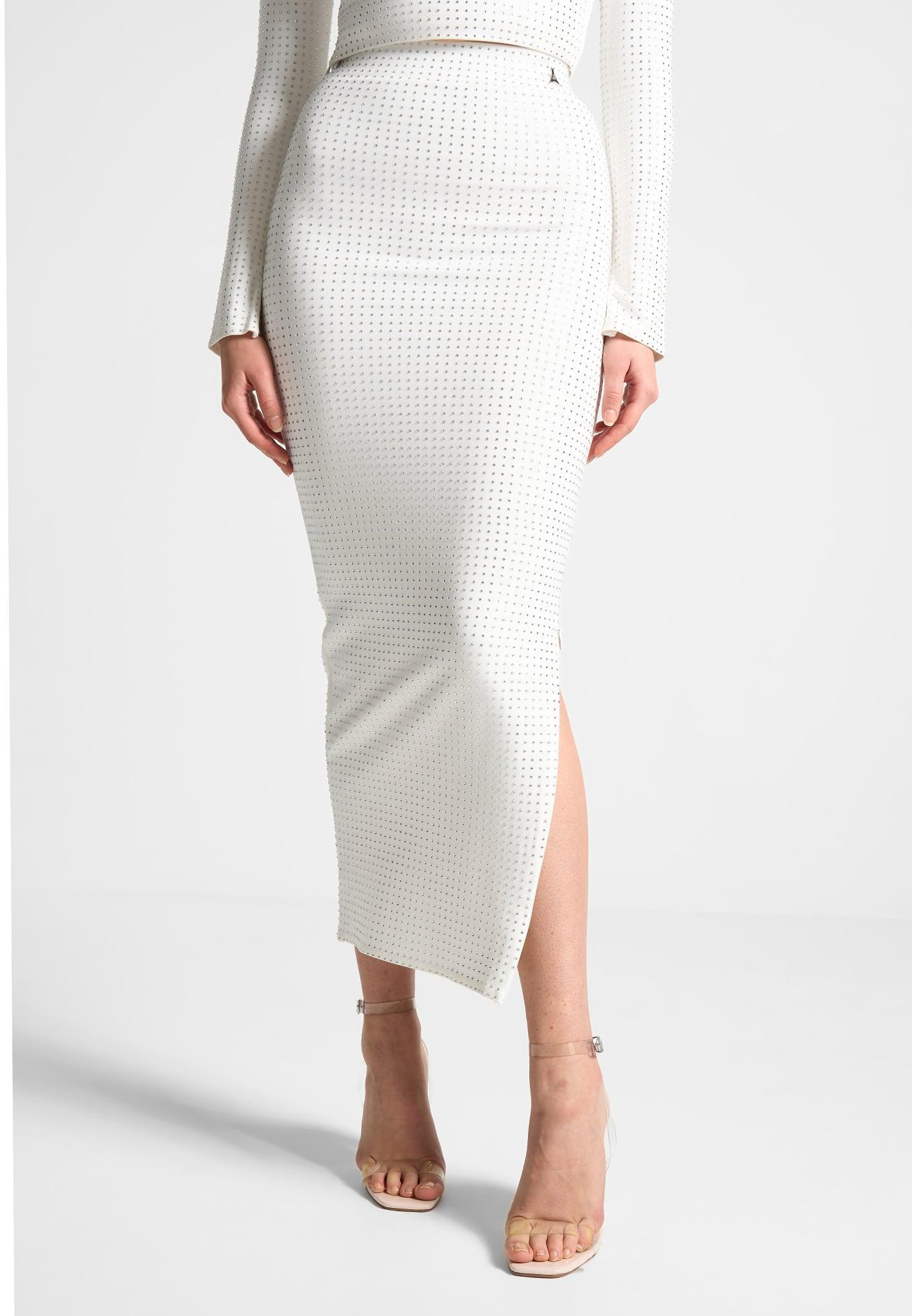 Rhinestone Bandage Midaxi Skirt - White Female Product Image