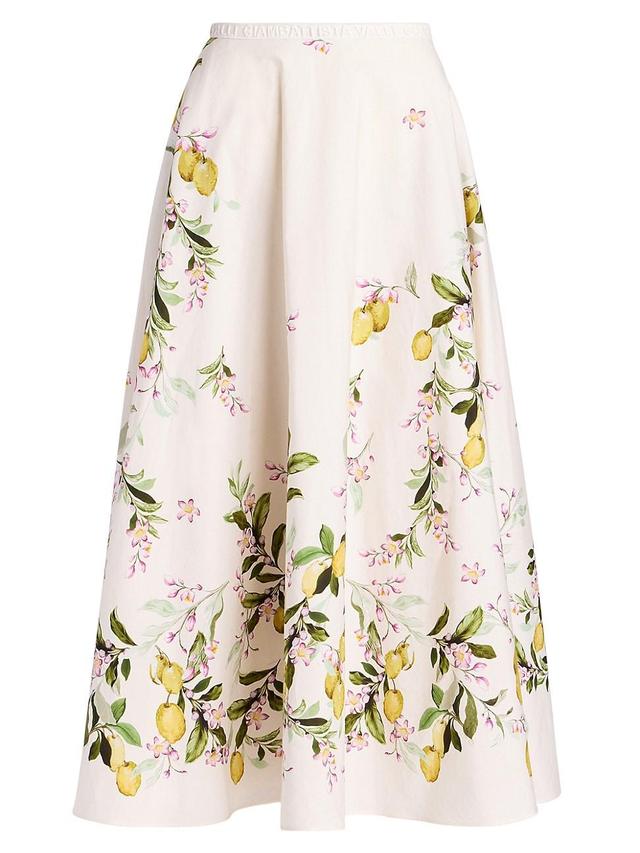 Womens Floral Cotton A-Line Maxi Skirt Product Image