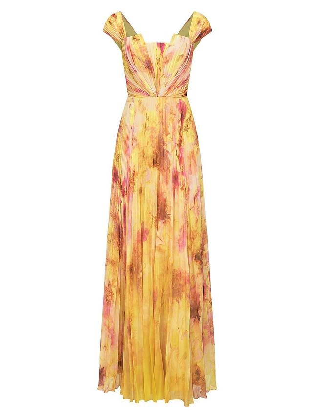 Womens Rian Pleated Chiffon Gown Product Image