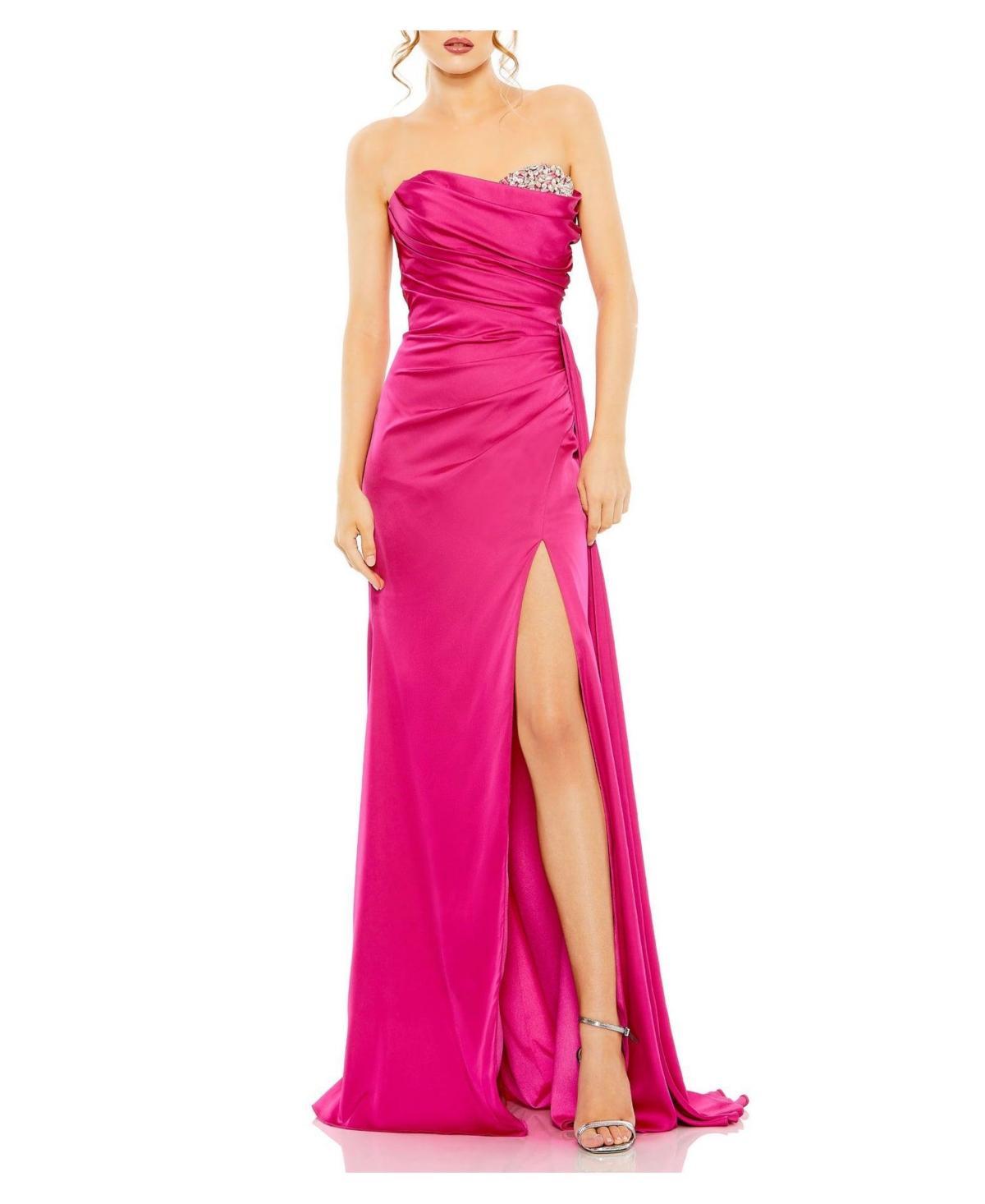 Womens Satin Embellished Sweetheart Gown Product Image