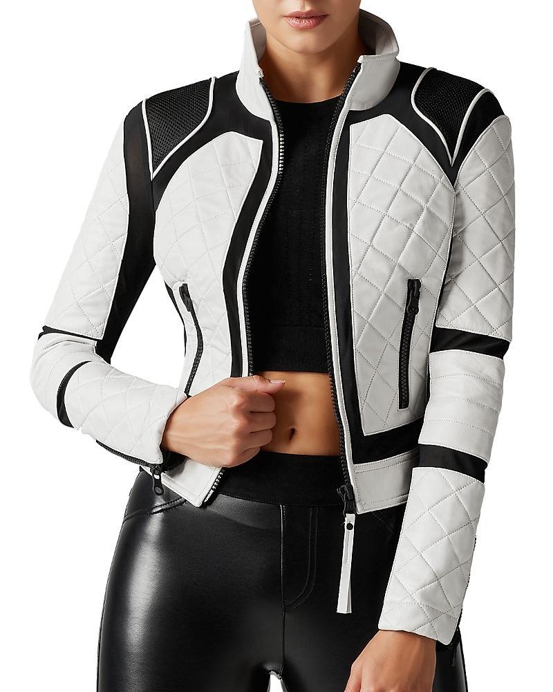 Blanc Noir Leather & Mesh Moto Jacket Product Image