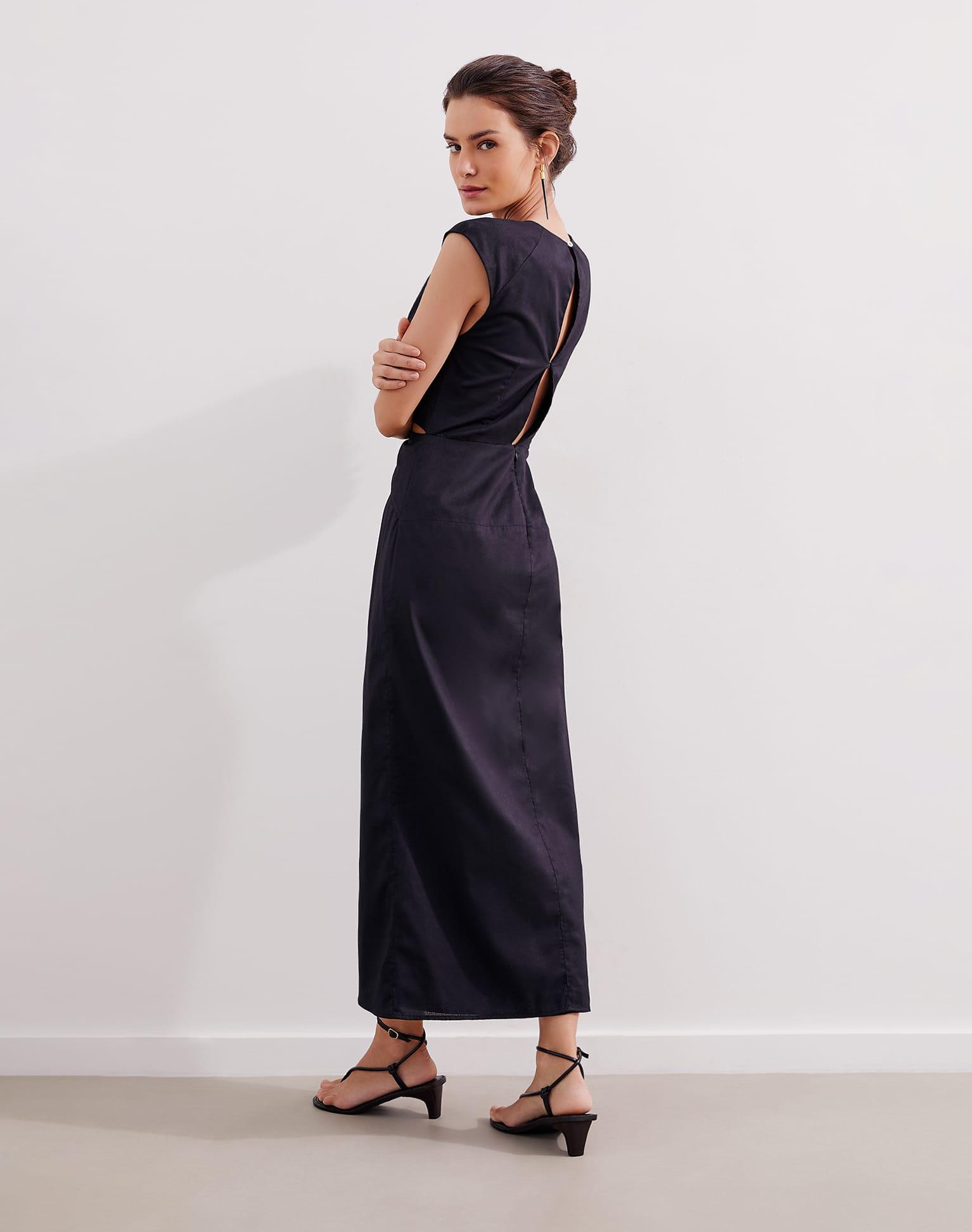 Saori Detail Midi Dress - Black Product Image