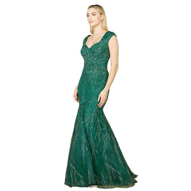 Lara Womens Cap Sleeve Mermaid Beaded Gown Product Image