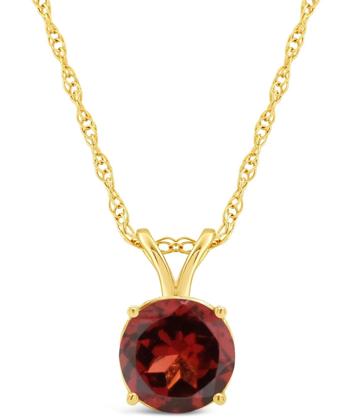 Peridot (1-3/8 ct. t.w.) Pendant Necklace in 14K Yellow Gold. (Also Available Citrine, Blue Topaz, White Topaz and Amethyst) - Garnet Product Image