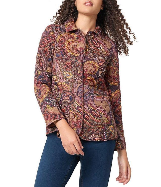 Jones New York Printed Quilt Snap Front Patch Pocket Jacket Product Image