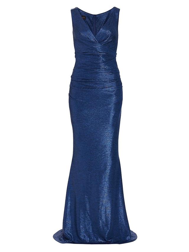 Womens Mirrorball Metallic Sleeveless Gown Product Image