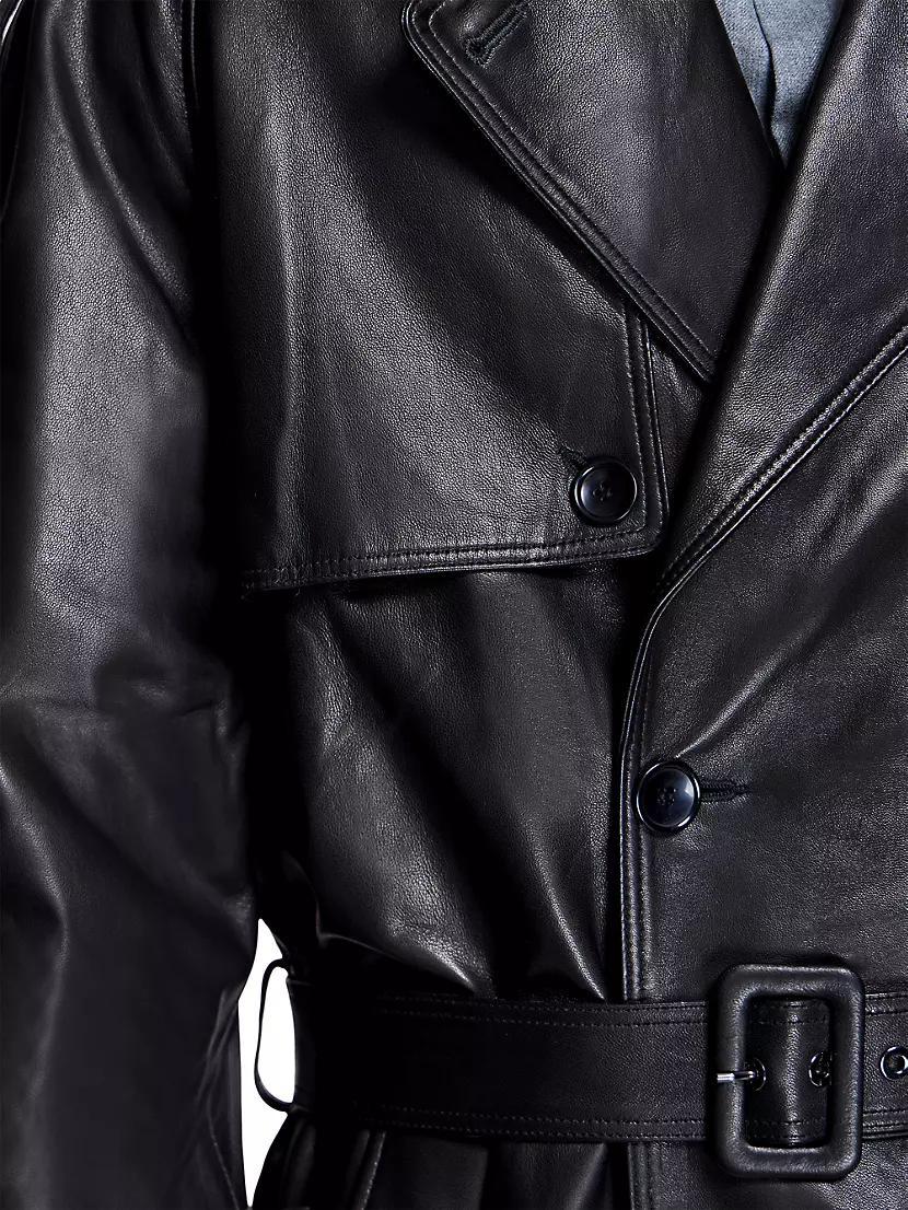 Men's Leather Trench Coat Product Image