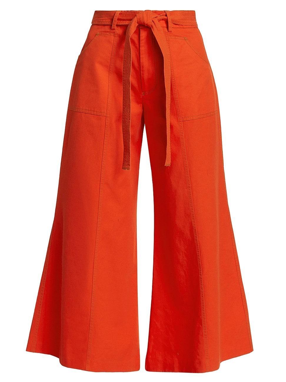 Womens Cotton Wide-Leg Drawstring Pants Product Image