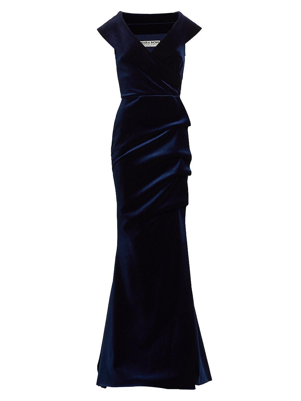 Womens Velvet V-Neck Gown Product Image