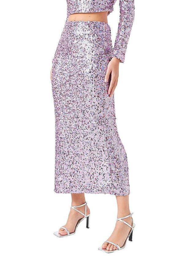 Womens Sequins Midi Skirt Product Image