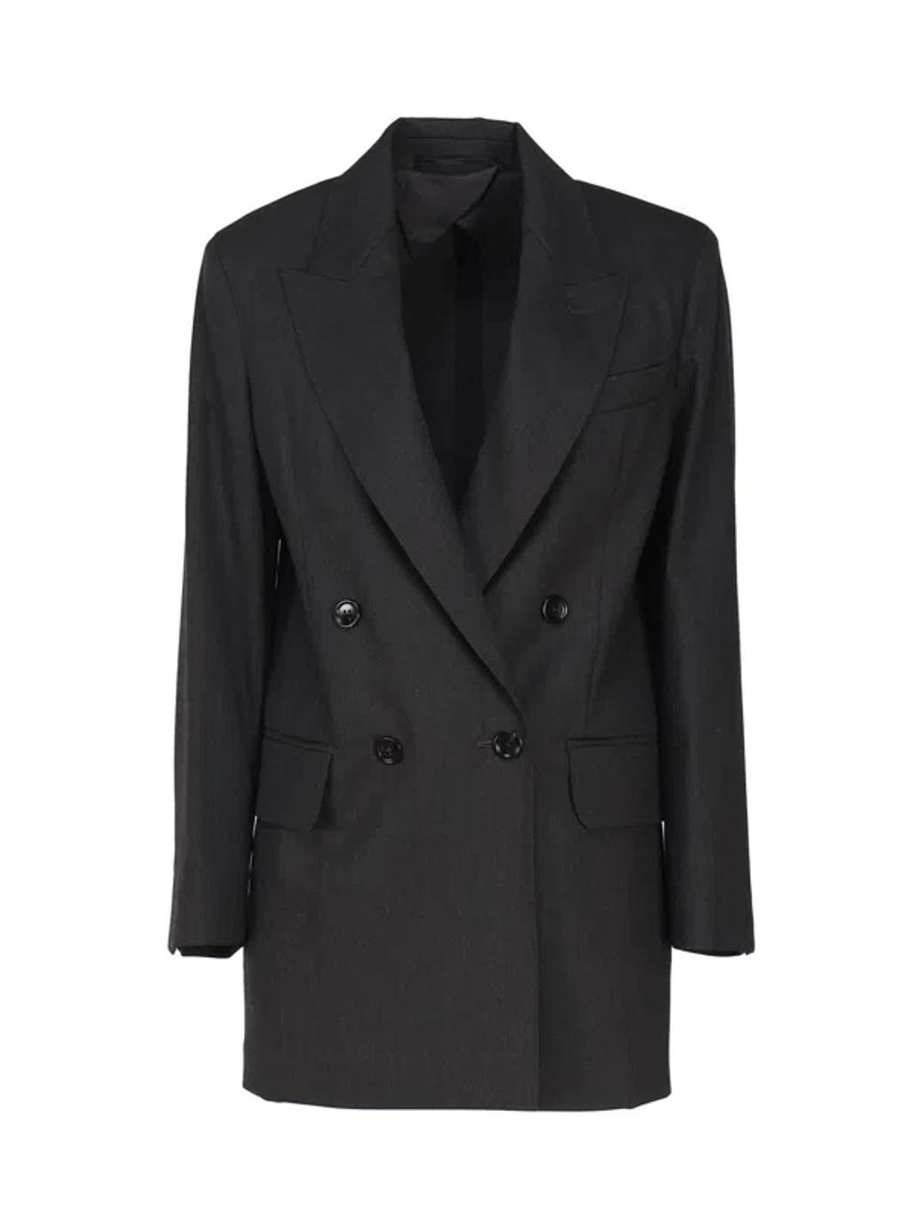 Double Breasted Blazer In Wool Blend In Dark Grey product image