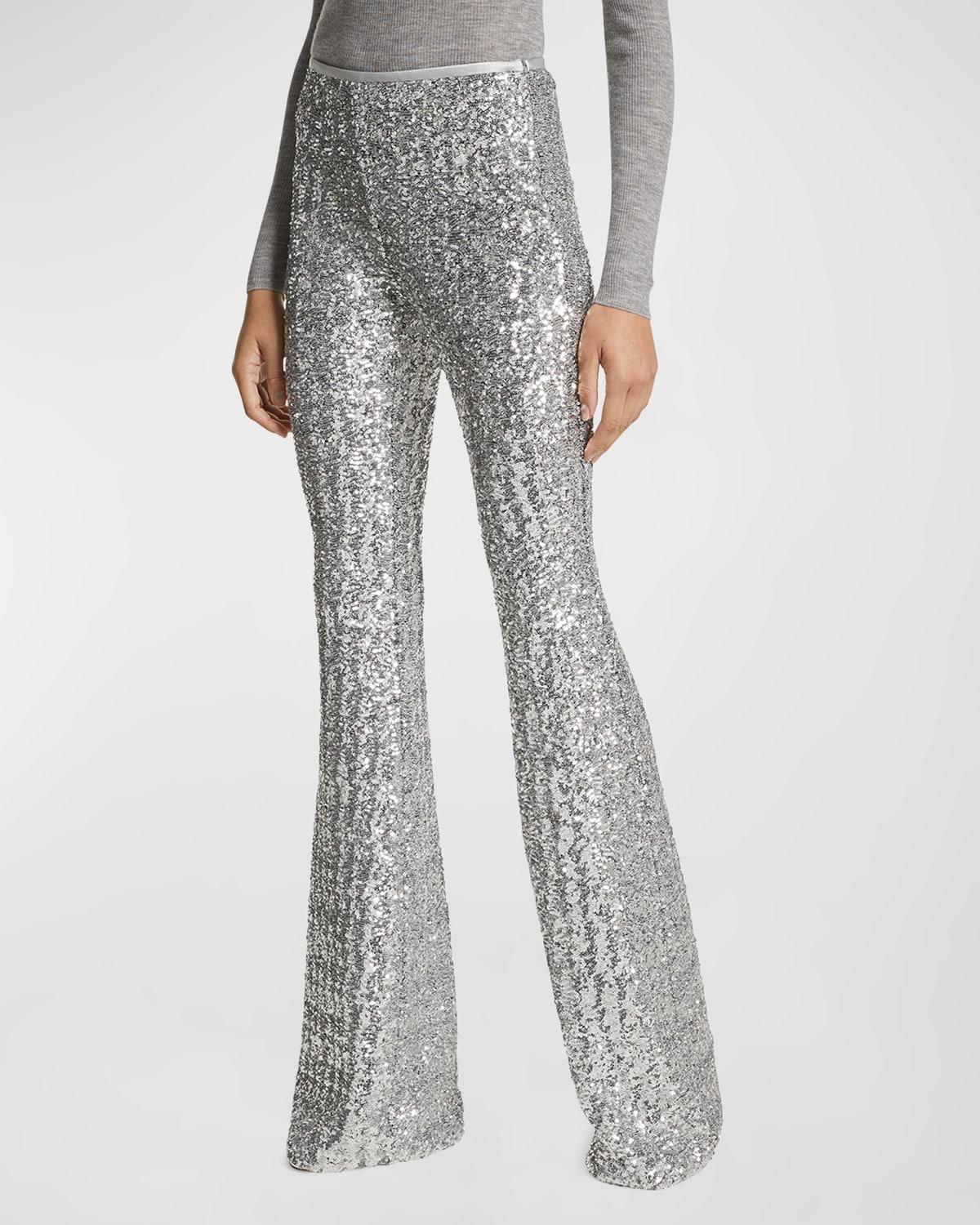 Womens Flared Sequined Pants Product Image