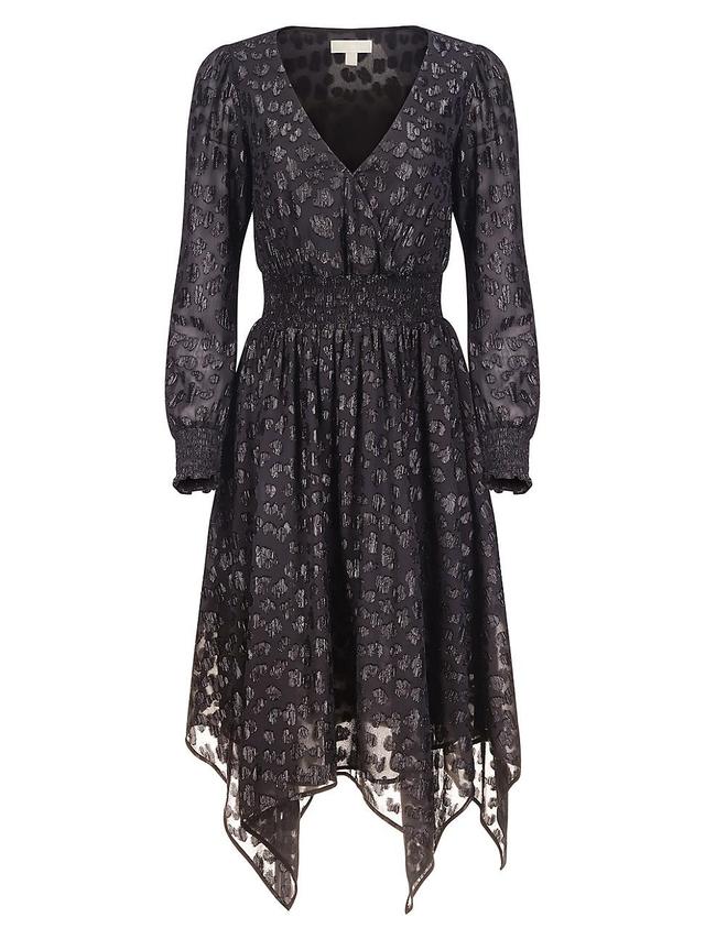 Womens Clip Jacquard Handkerchief-Hem Midi-Dress Product Image