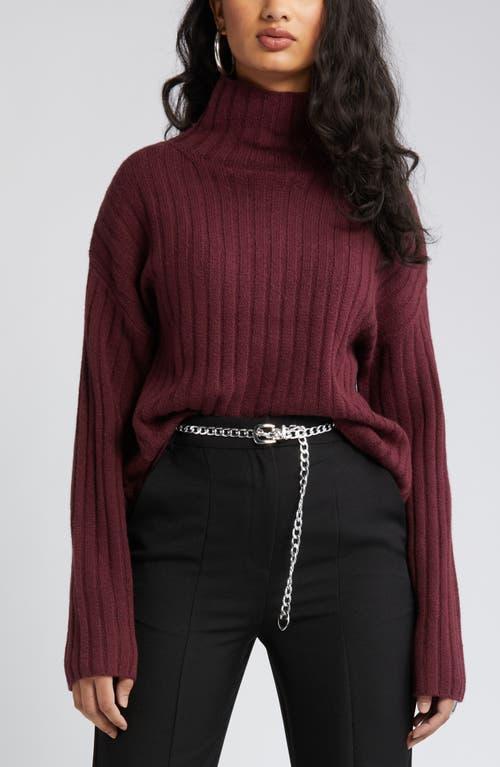 Open Edit Womens Cotton Blend Rib Funnel Neck Sweater product image