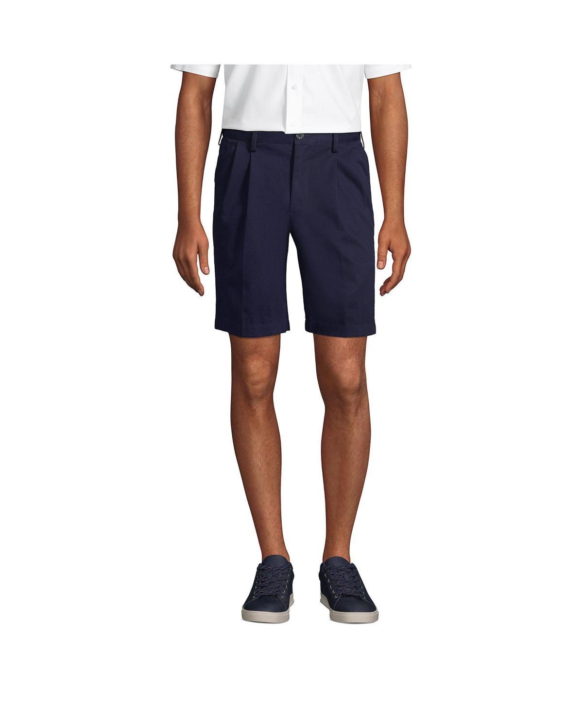 Mens Lands End Comfort Waist 9-inch No-Iron Pleated Chino Shorts Product Image