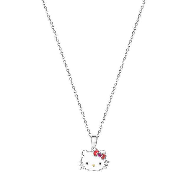 Hello Kitty Crystal & Enamel Pendant Necklace, Womens Silvertone Product Image