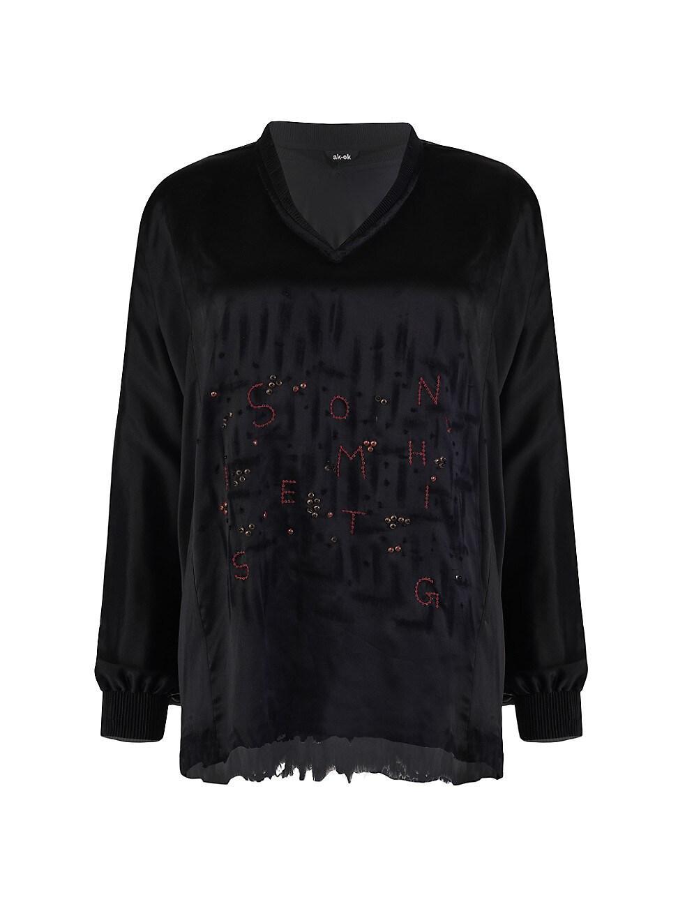 Womens Embroidered Silk Oversized Top product image