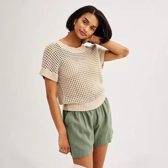 Womens Sonoma Goods For Life Short Sleeve Open Stitch Dolman Sweater Product Image