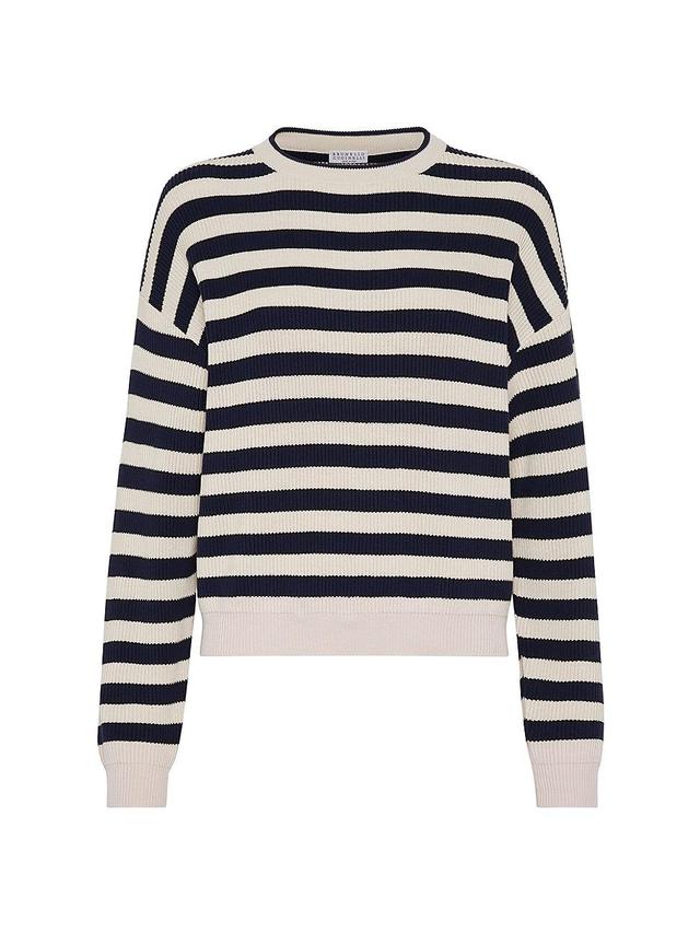 Womens Striped Cotton English Rib Sweater Product Image