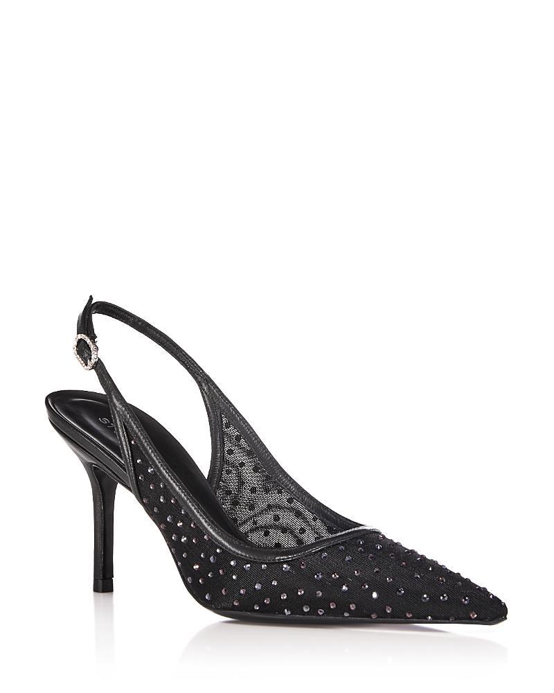 Stuart Weitzman Womens Emilia Mesh Embellished 85 Slingback Pumps Product Image