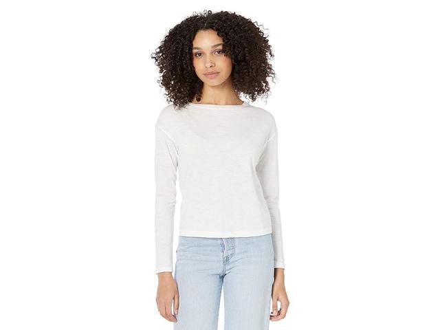 Vince Boxy Long Sleeve 100% Cotton Crew Neck Tee (Optic ) Women's Clothing Product Image