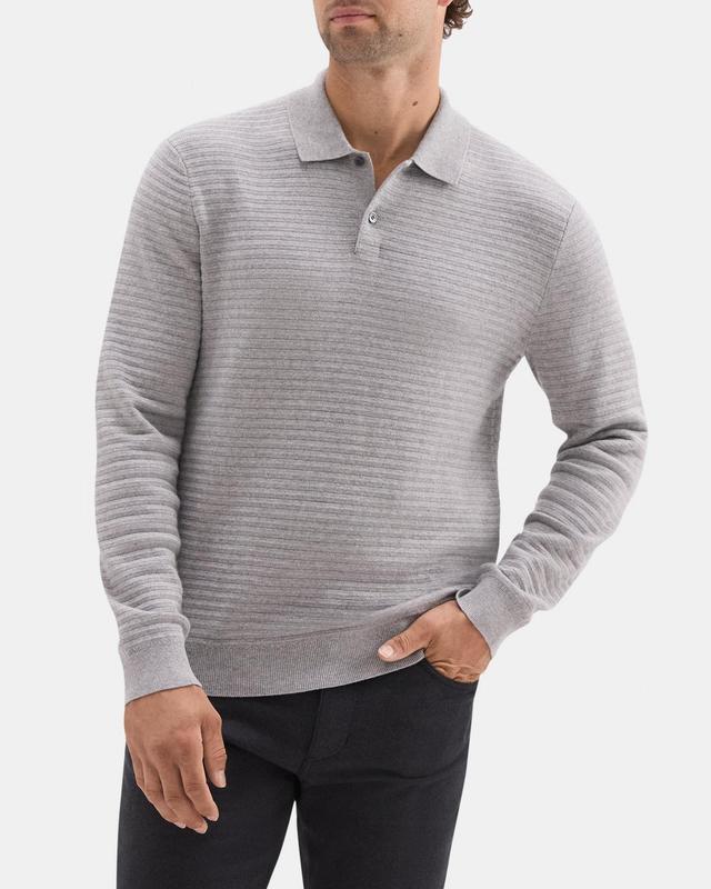 Long-Sleeve Polo Sweater in Cotton-Cashmere Product Image