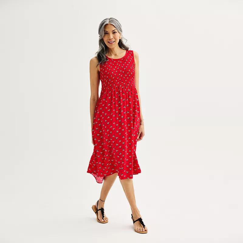 Womens Croft & Barrow Smocked Swing Midi Dress Product Image