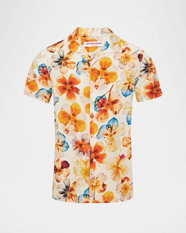 Men's Lyocell Floral-Print Camp Shirt Product Image