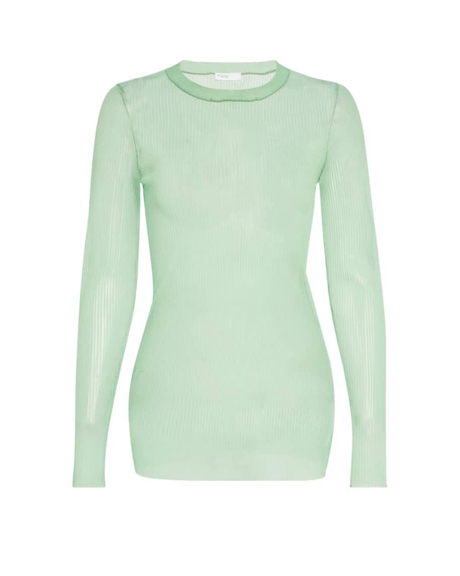 Wool-Cashmere Sheer Rib Long-Sleeve Top product image