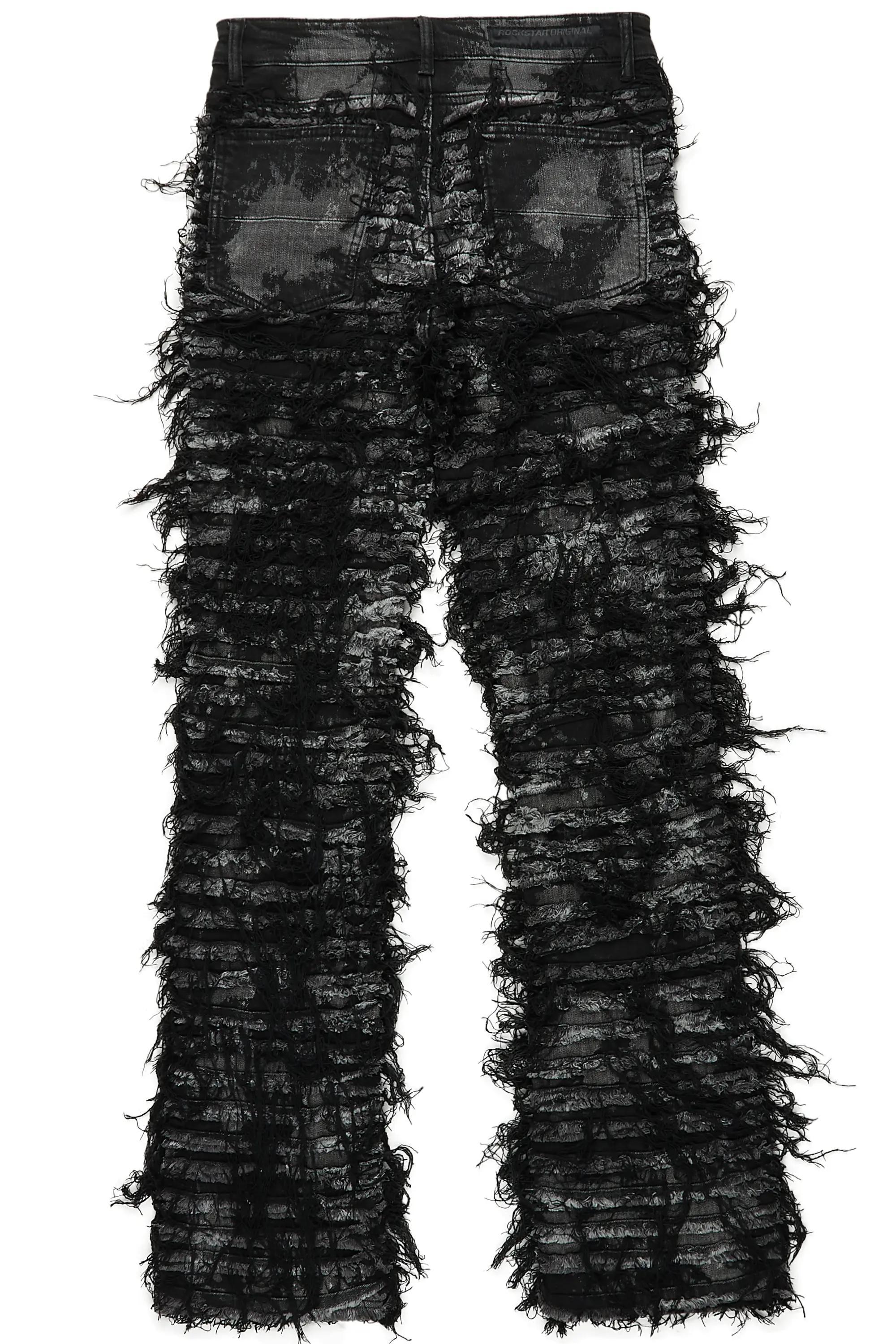 Bossko Black Stacked Flare Jean Male Product Image