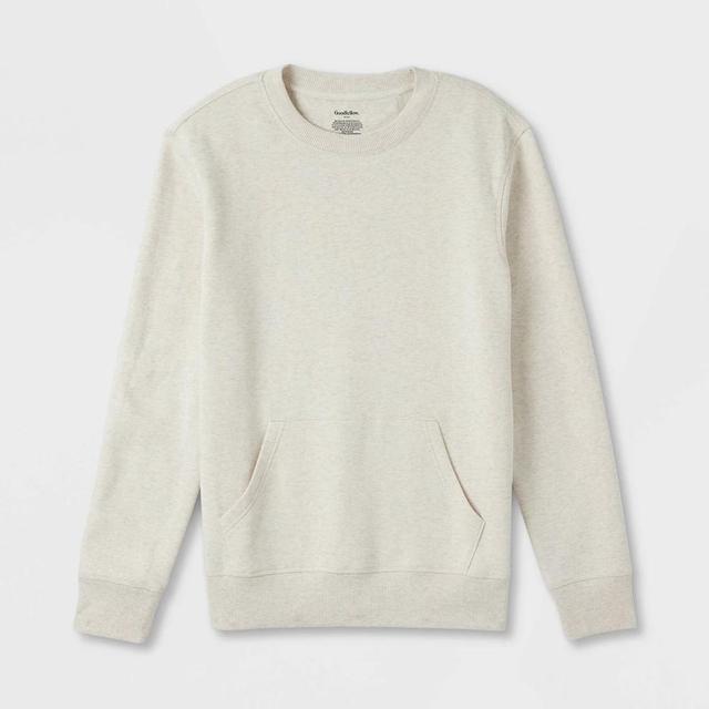 Mens Adaptive Crewneck Relaxed Fleece Pullover Sweatshirt - Goodfellow & Co Oatmeal Heather Product Image