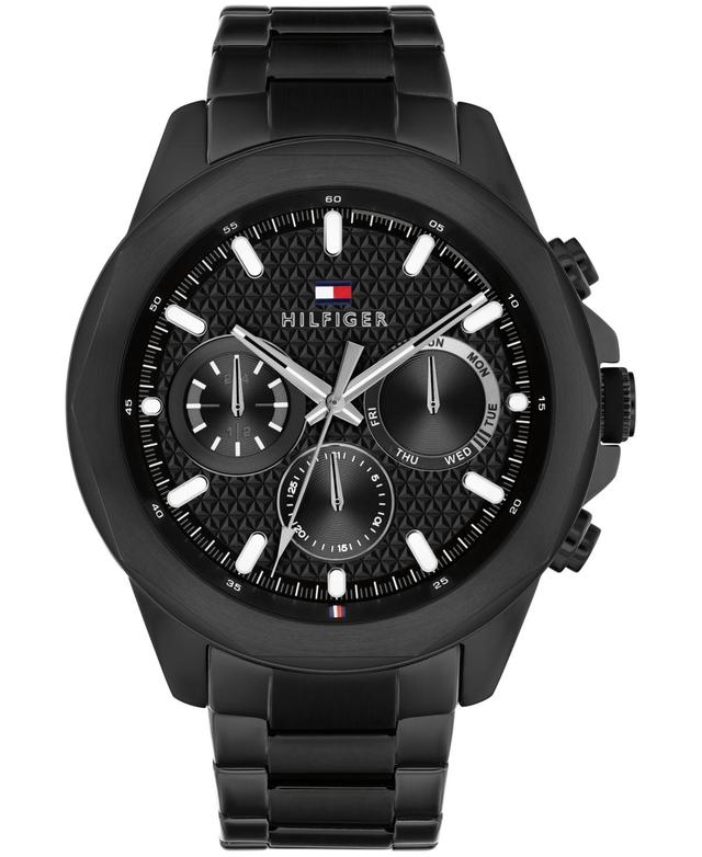 Tommy Hilfiger Mens Multifunction Ionic Plated Black Stainless Steel Bracelet Watch 46mm - Black Product Image