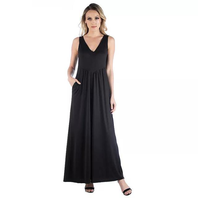 Womens 24seven Comfort Apparel Sleeveless V-Neck Tank Top Maxi Dress Product Image