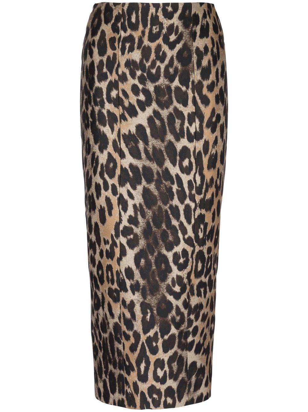 Leopard Jacquard Midi Pencil Skirt In Natural Print Product Image