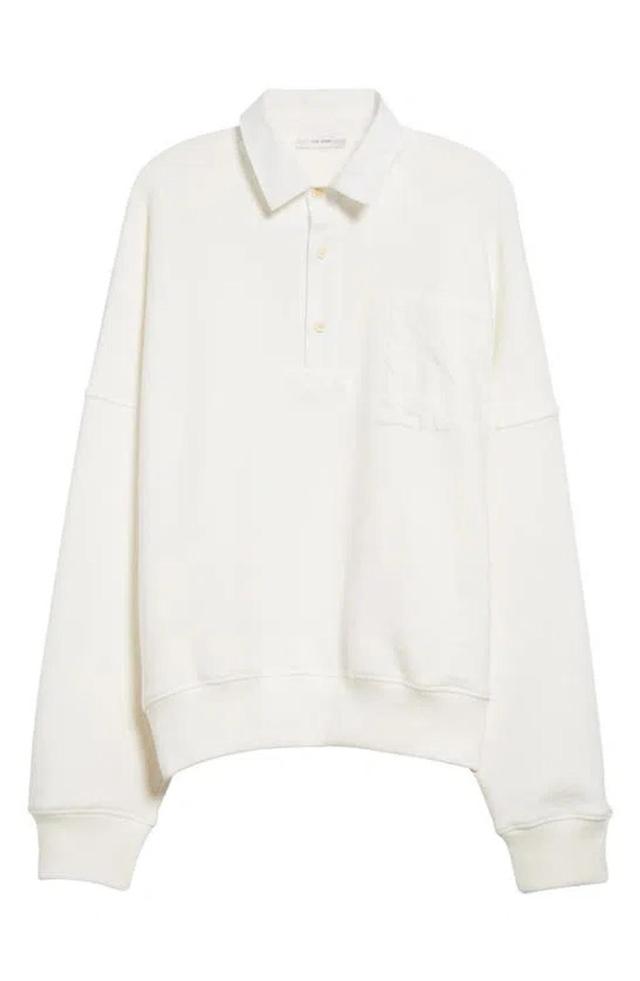 Dende Cotton French Terry Polo Sweatshirt In White Product Image