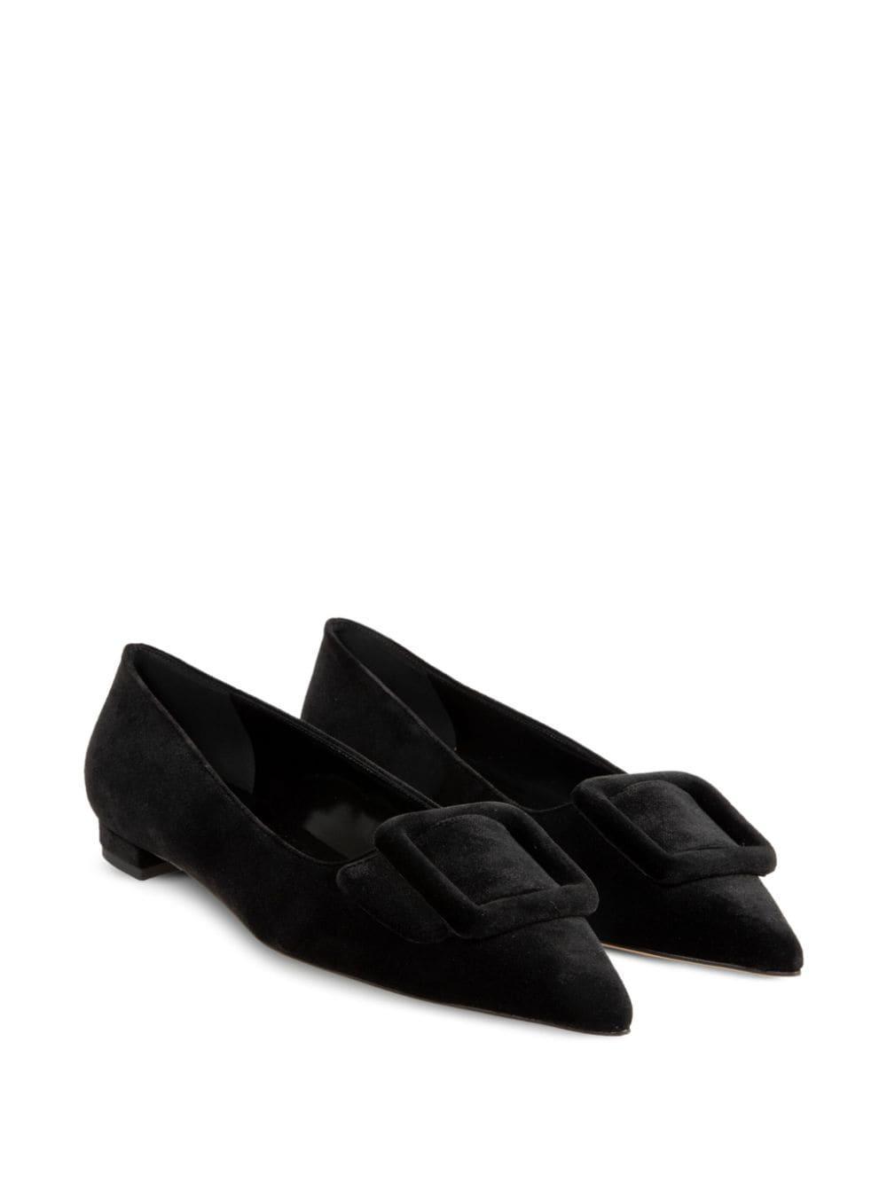 Maysale Suede Buckle Ballerina Flats In 0015 Black Product Image