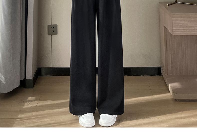 High Waist Plain Wide Leg Pants Product Image