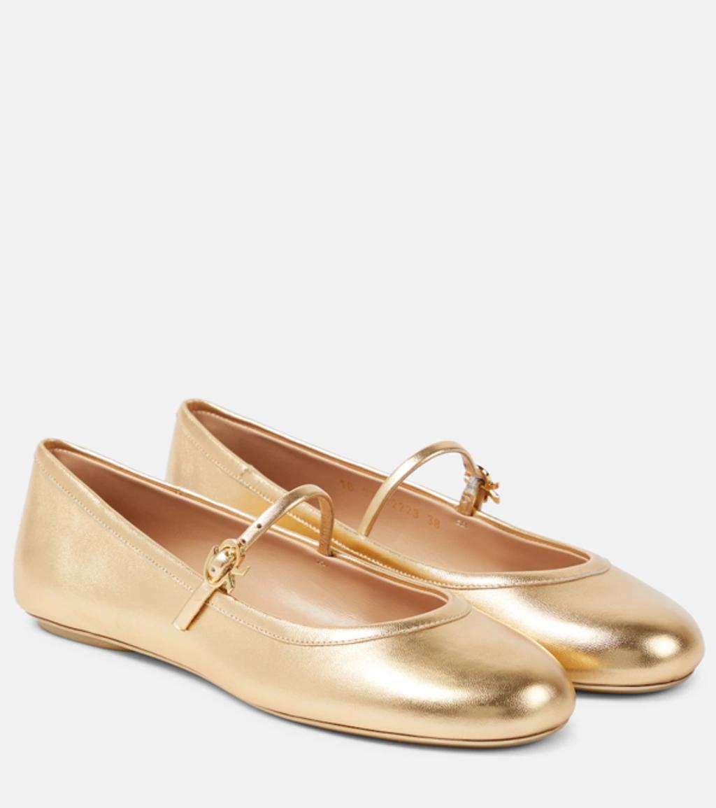 Carla Metallic Mary Jane Ballerina Flats In Gold product image