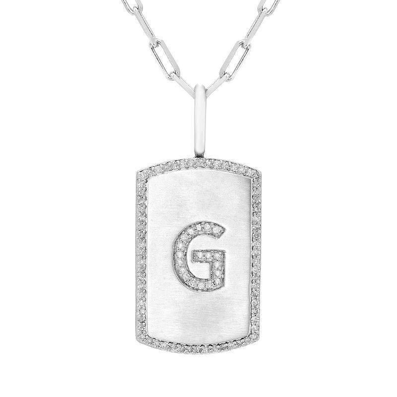 Its Personal Initial Sterling Silver & 1/4 Carat T.W. Diamond Dog Tag Necklace, Womens White Product Image