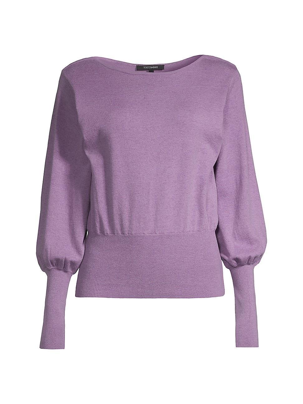 Womens Rib-Knit Blouson Sweater Product Image