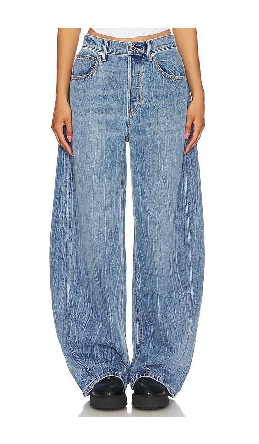 Oversized Rounded Low Rise Jean Creased Wash Product Image