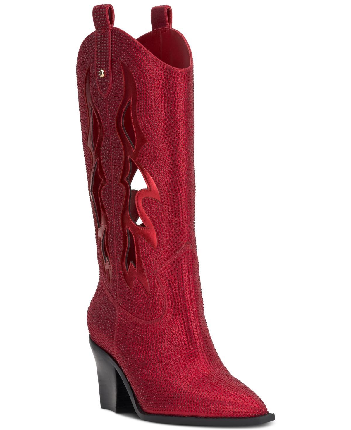 Jessica Simpson Womens Ginika Rhinestone Chop-Out Knee-High Cowboy Boots Product Image