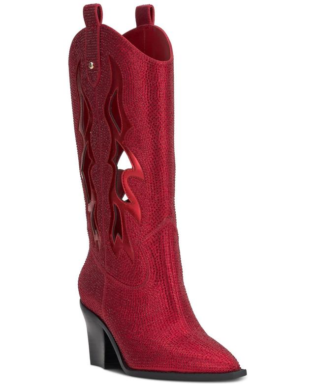 Jessica Simpson Womens Ginika Rhinestone Chop-Out Knee-High Cowboy Boots Product Image