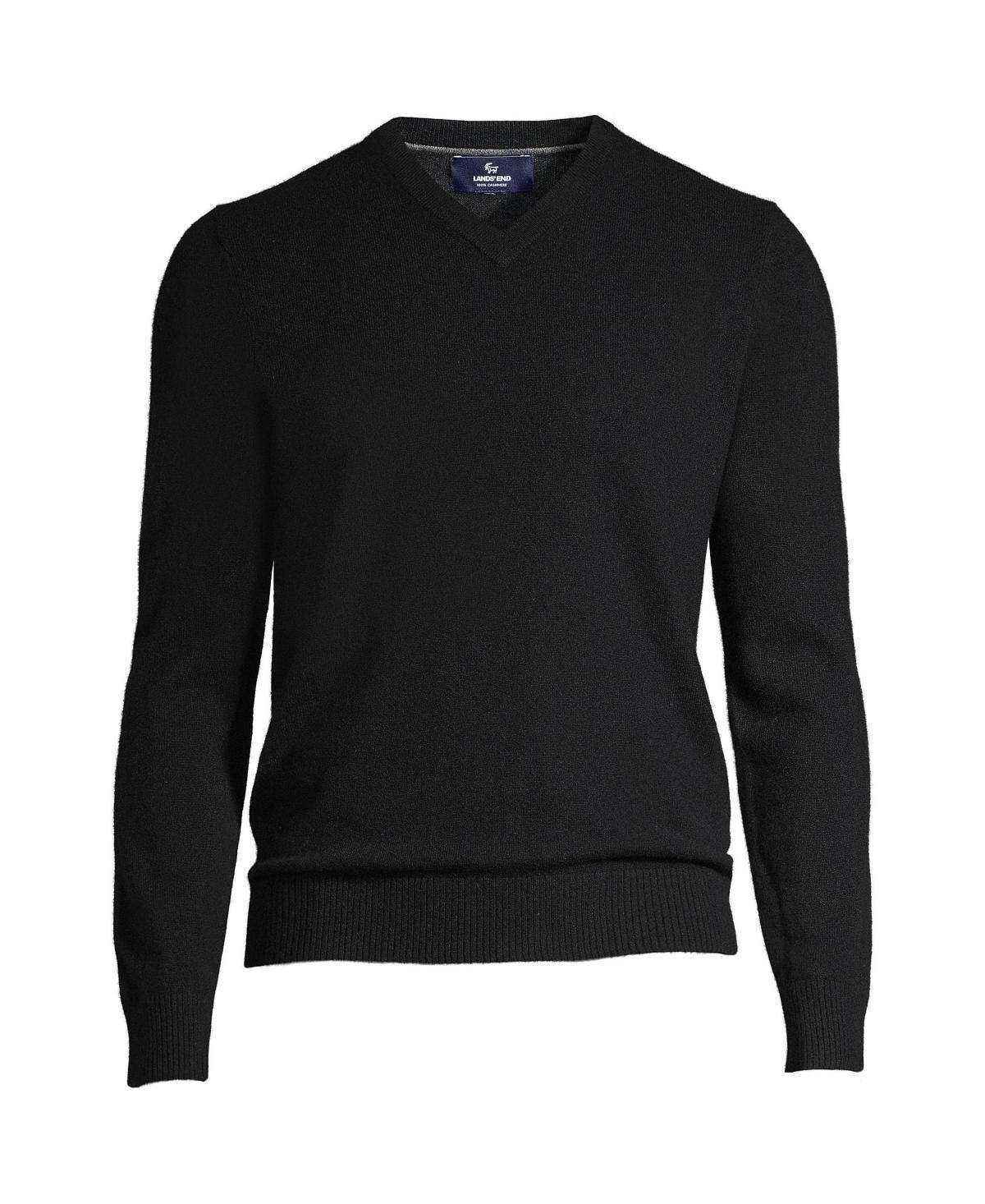 Big & Tall Lands End Fine-Gauge Cashmere V-neck Sweater, Mens Light Gray Grey Product Image