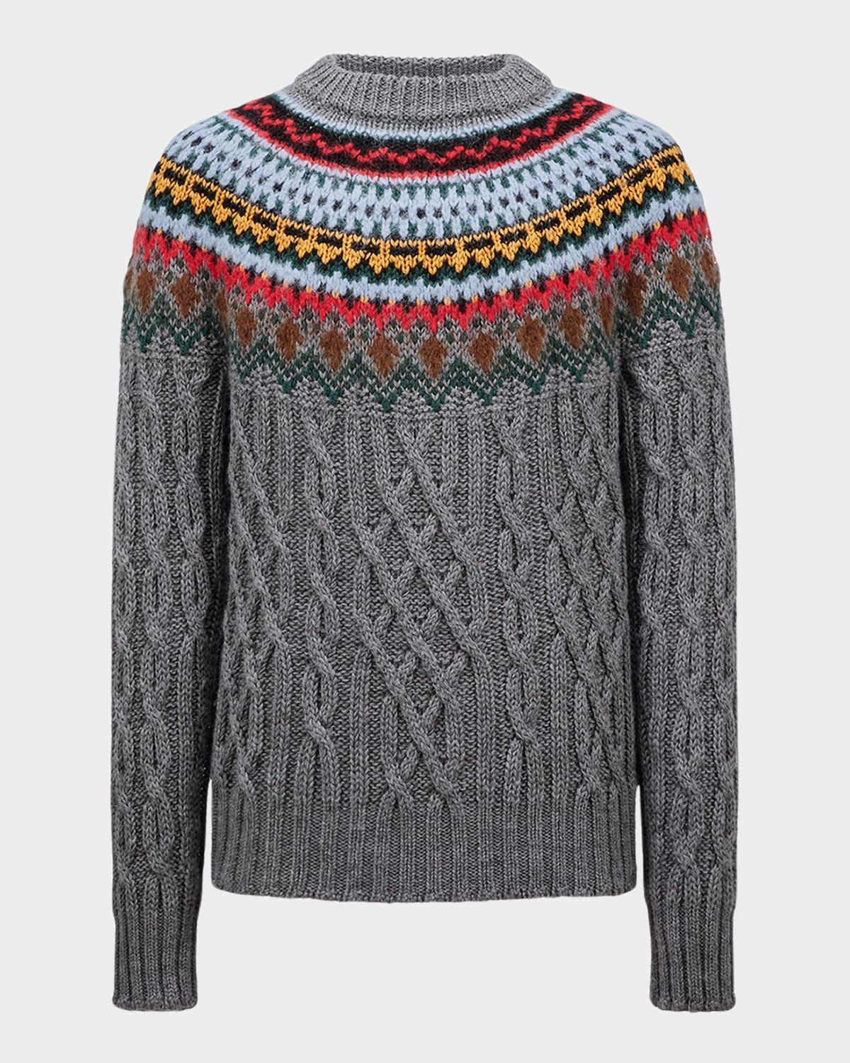 Men's Patterned Cable-Knit Sweater Product Image