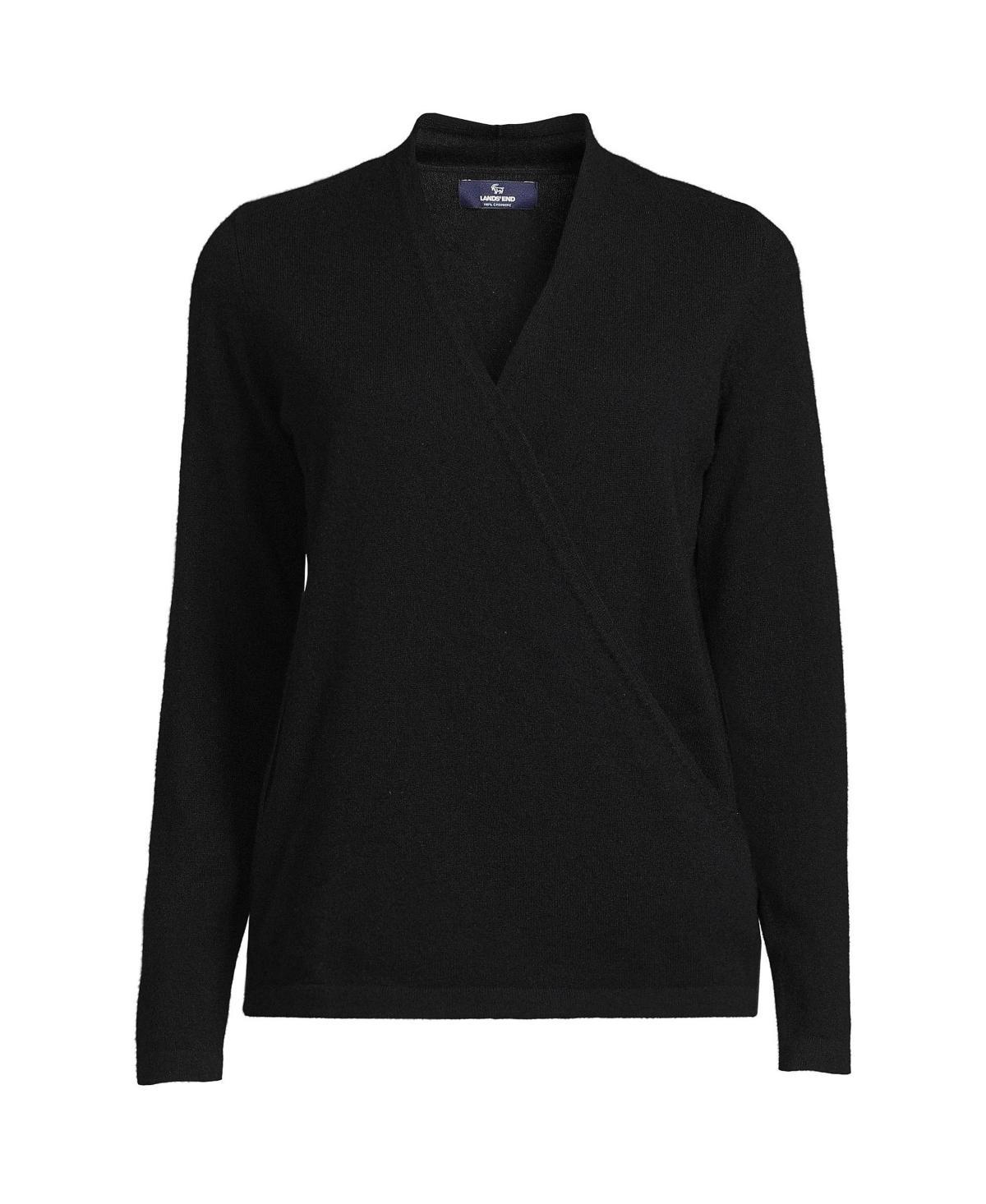 Womens Lands End Cashmere Long Sleeve Wrap Sweater Product Image